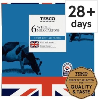Tesco British Whole Uht Milk (6 x 1l)