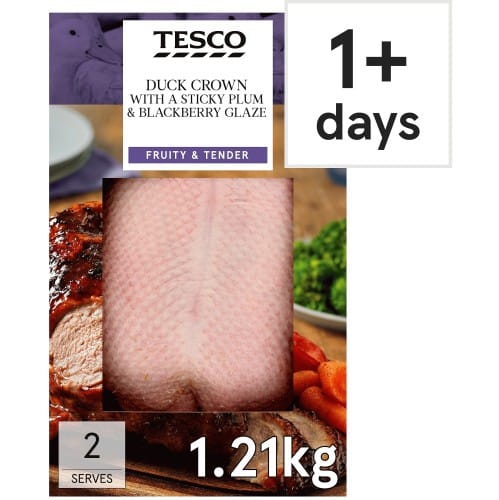 Tesco Duck Crown With A Sticky Plum & Blackberry Glaze