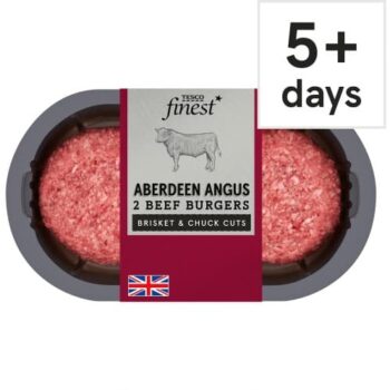 Tesco Finest Aberdeen Angus 2 Beef Burgers (340g)