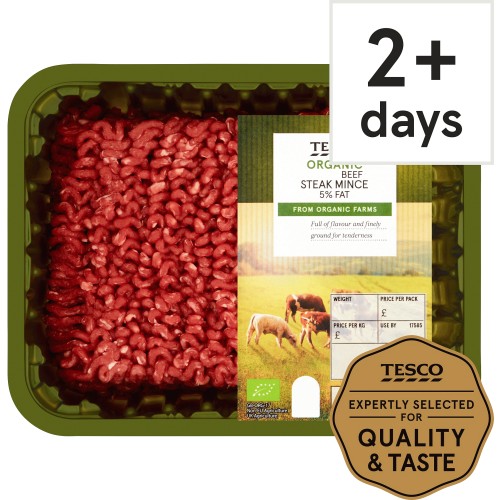 Tesco Organic British Beef Steak Mince 5% Fat (500g)