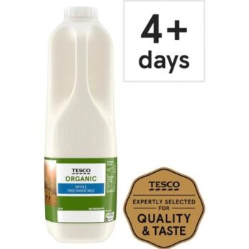 Tesco Organic Free Range Whole Milk (1.136l, 2pt)
