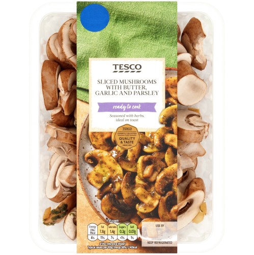 Tesco Sliced Mushrooms with Butter Garlic & Parsley (200g)