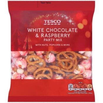 Tesco White Chocolate & Raspberry Party Mix