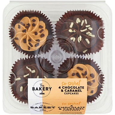 The BAKERY at ASDA 4 Chocolate & Caramel Cupcakes