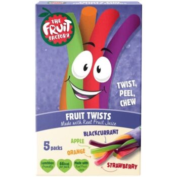 The Fruit Factory 4 Flavour Fruit Twists Apple Blackcurrant Strawberry & Orange (5 x 18g)