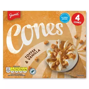 Toffee & Vanilla Ice Cream Cones 4 Pack