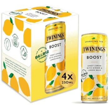 Twinings Sparkling Tea Boost Zingy Lemon with Ginger & Lemon Balm (4 x 250ml)