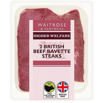 Waitrose 2 British Beef Bavette Steaks (350g)