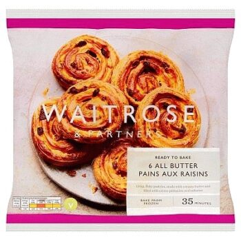 Waitrose 6 Frozen Pains aux Raisins (576g)