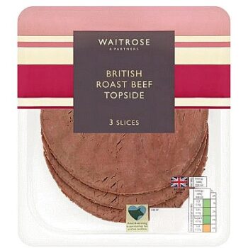 Waitrose British Roast Beef Topside 3 Slices (100g)