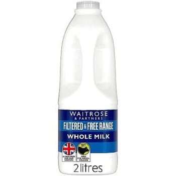 Waitrose Filtered British Free Range Whole Milk (2 Litre)