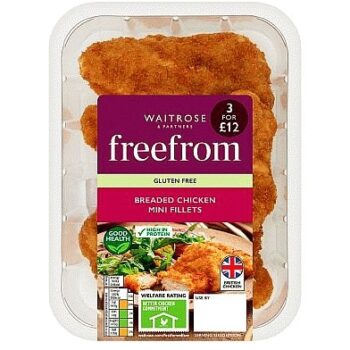 Waitrose Freefrom Gluten Free Breaded Chicken Mini Breast Fillets (305g)