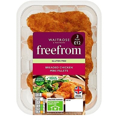 Waitrose Freefrom Gluten Free Breaded Chicken Mini Breast Fillets (305g)