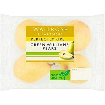 Waitrose Perfectly Ripe Green Williams Pears (4)