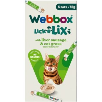 Webbox Lick-E-Lix Yoghurt with Liver Sausage Liver & Cat Grass Cat Treats (5 x 15g)