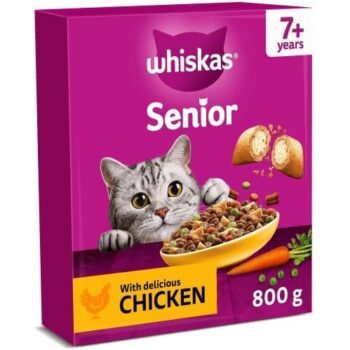 Whiskas 7+ Adult Dry Cat Food with Chicken Senior Biscuits (800g)