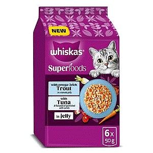 Whiskas Superfoods 1+ Fish in Jelly Wet Cat Food Pouches (6 x 50g)