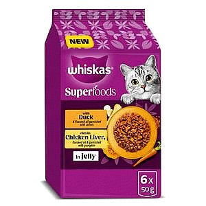 Whiskas Superfoods 1+ Poultry in Jelly Wet Cat Food Pouches (6 x 50g)