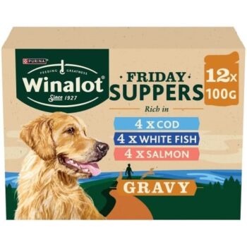 WINALOT Friday Suppers Mixed Variety Fish in Gravy Wet Dog Food (12 x 100g)