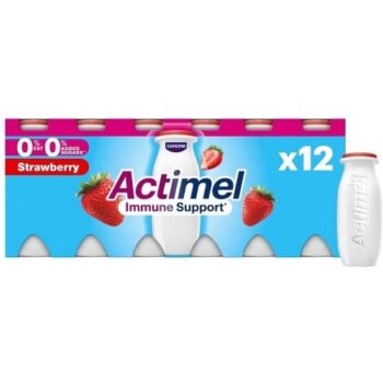 Actimel Strawberry 0% Added Sugar Fat Free Yogurt Drink (12 x 100g)