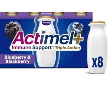 Actimel Triple Action 100% Vitamin D Blackberry & Blueberry Yoghurt Drink (8 x 100g)