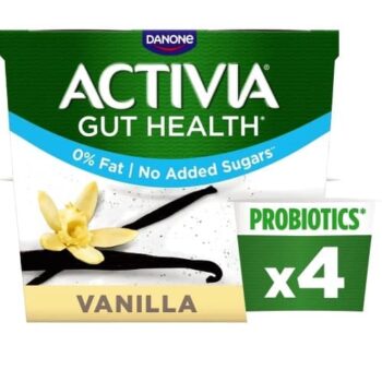 Activia Vanilla No Added Sugar Fat Free Yogurt (4 x 115g)
