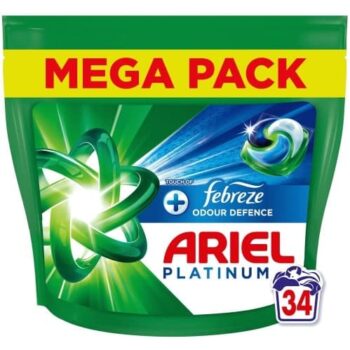 Ariel Platinum Pods Laundry Detergent Washing Capsules Febreze Odour Defence 34 Washes