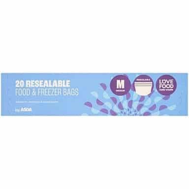 ASDA 20 Medium Resealable Food & Freezer Bags