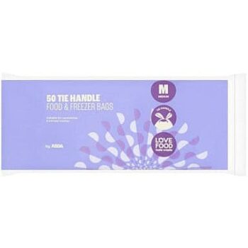 ASDA 50 Tie Handle Food & Freezer Bags Medium