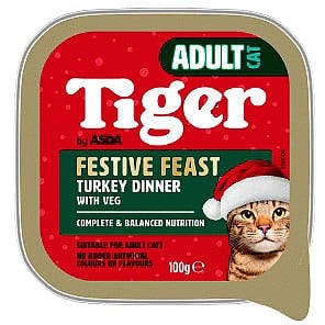 ASDA Adult Cat Tiger Festive Feast Turkey Dinner with Veg (100g)