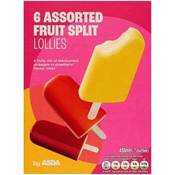 ASDA Assorted Fruit Splits Lollies (6 x 73ml, 438ml)