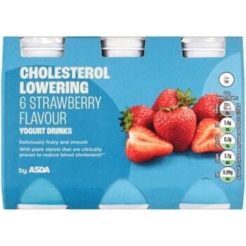ASDA Cholesterol Lowering 6 Strawberry Flavour Yogurt Drinks (6 x 100g, 600g)