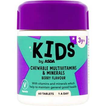 ASDA Kids Chewable Multivitamins & Minerals Berry Flavour 60 Tablets 3y+