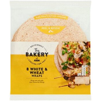 ASDA The Bakery 8 White & Wheat Wraps (488g)