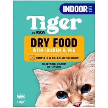 ASDA Tiger Tiger Dry Food with Chicken & Veg Indoor Cat (1.2kg)