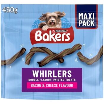BAKERS Whirlers Bacon and Cheese Dog Treats (450g)
