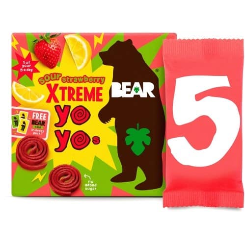 Bear Fruit Yoyos Super Sour Strawberry & Apple Multipack (5 x 20g)