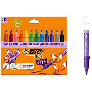 Bic Kids Kids Jumbo Comfort Grip Felt Pens (12)