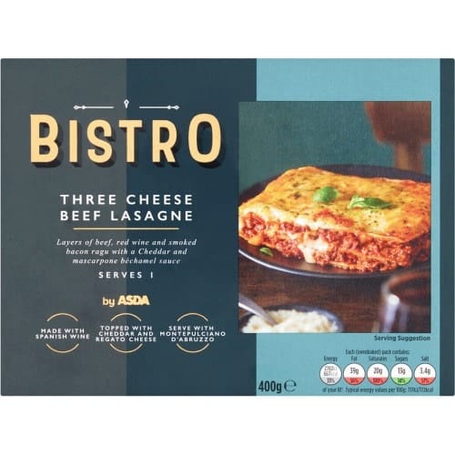 Bistro by ASDA Three Cheese Beef Lasagne