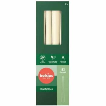 Bolsius Essentials Taper Candles Box of 8 Soft Pearl