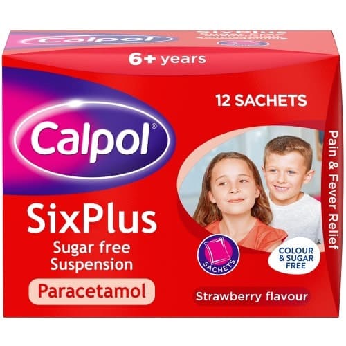 Calpol 6+ Years Sugar Free Strawberry Paracetamol Sachets (12 x 5ml)