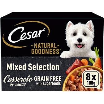 Cesar NATURAL GOODNESS Grain Free Adult Dog Food Mix Casserole Tray (8 x 100g)