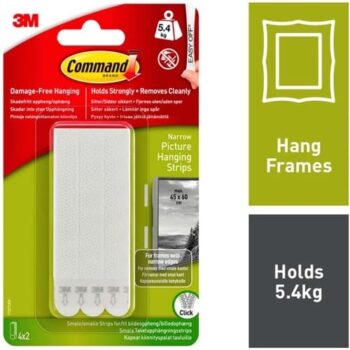 Command Narrow Picture Hanging Strips 4 Sets
