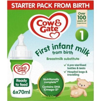 Cow & Gate 1 First Baby Milk Formula Liquid Starter Pack from Birth 6x6x70ml (6 x 70ml)