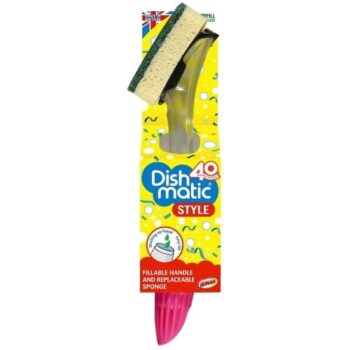 Dishmatic Fillable Washing Up Brush with Heavy Duty Sponge