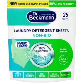 Dr. Beckmann Magic Leaves Non-Bio Laundry Detergent Sheets Intense Fresh (25 x 100g)