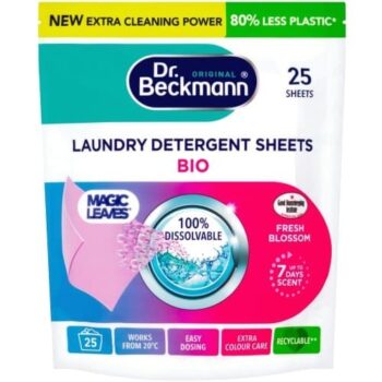 Dr. Beckmann Original Magic Leaves Laundry Detergent Sheets Bio Fresh Blossom 25 Washes (25 x 100g)