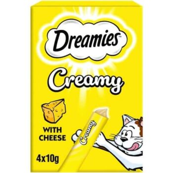 Dreamies Creamy Adult Cat & Kitten Treats With Delicious Cheese (4 x 10g)