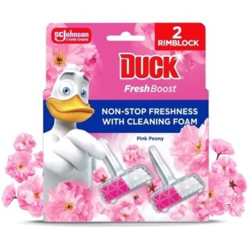 Duck Fresh Boost Toilet Rim Block Pink Peony (2 x 16g)