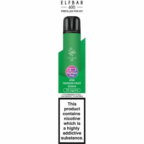 Elf Bar 600 Refillable Kit Kiwi Passionfruit Guava ml (20mg, 2ml)
